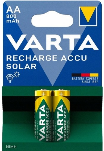 2x AA R6 800mAh NiMH 1,2V batéria Varta Solar