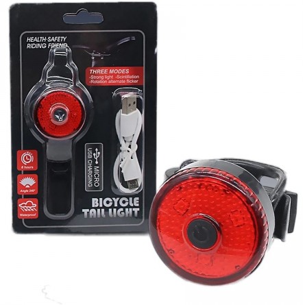SILIKONOVÁ BICYKELOVÁ LAMPA NA BICYKEL 3x LED ČERVENÁ USB