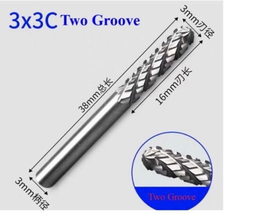 Tvrdokovový pilník 3mm 16mm 38mm VHM pre oceľovú frézu C