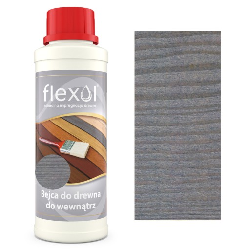 Sivá vnútorná ekologická lazúra na drevo ASH 0,25L FLEXOL 250ml
