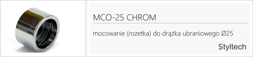 Rozeta MCO, montáž na tyč, priemer potrubia 25 mm, chróm