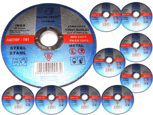 10 x INOX KOVOVÉ REZNÉ KOTÚČE 125 x 1,6 MM 10 KS FALON TECH