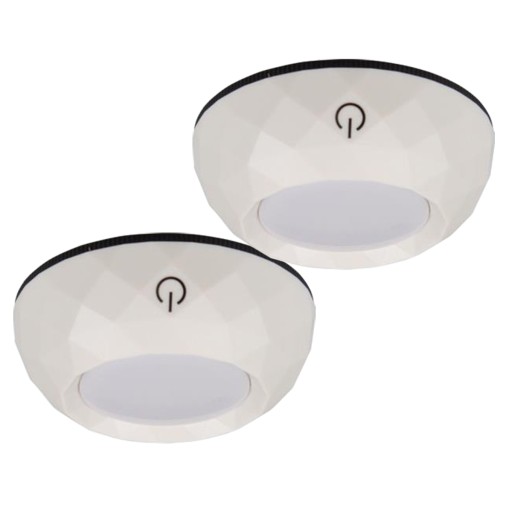 2x samolepiaca LED podskriňová lampa okrúhle, BIELE svetlo do skrine