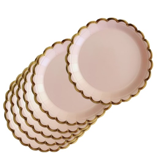 Párty set BÉŽOVÉ ZLATÉ karamelové HRNČEKY BOHO papierové TANIERE