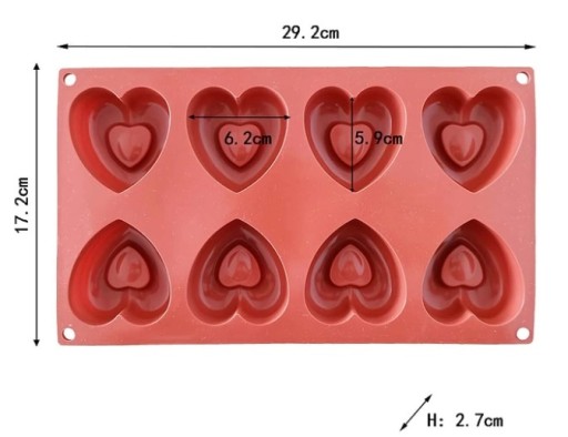 SILIKÓNOVÁ FORMA SRDCE DEZERTY MONOPORCIE VALENTÍNSKA DEKORÁCIA SRDCE 8 ks