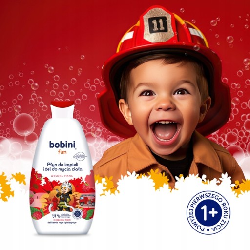 BOBINI penový umývací gél do kúpeľa pre deti 2v1 Maxi penový malina 500ml