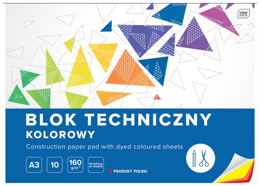 Farebný technický blok A3 10 listov, 160g/m2