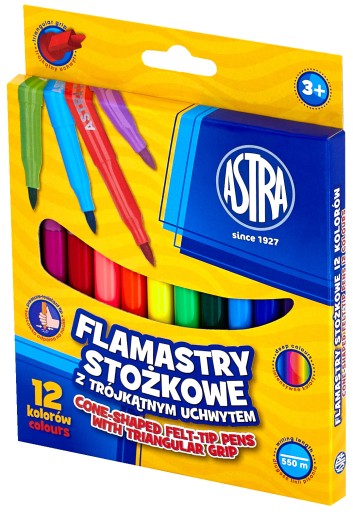 Perá Astra CONICAL FINTERS 12 farieb s TROJUHOLNÍKOU RÚČKOVOU