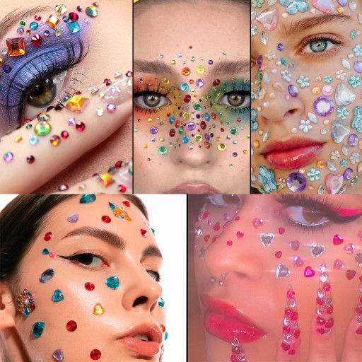 NÁLEPKY KRIŠTÁĽOV FACE ZIRCONIA DIAMANTS 3D MAKEUP EYES
