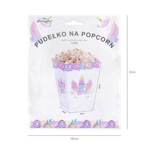 POPCORN KRABIČKY NARODENINOVÉ JEDNOROŽCE 3 kusy
