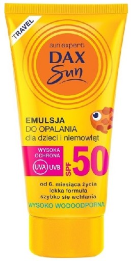 DAX EMULZIA NA OPAĽOVANIE PRE DETI A BOJČATÁ SPF 50 TRAVEL 50ml