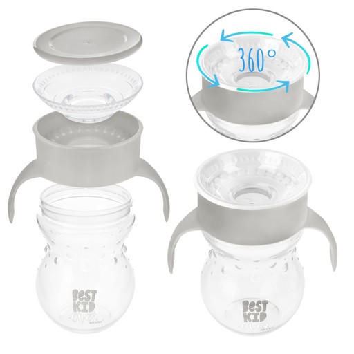 AKUKU STRIEBORNÝ HRNČEK 360 s ušami 270 ml 9+
