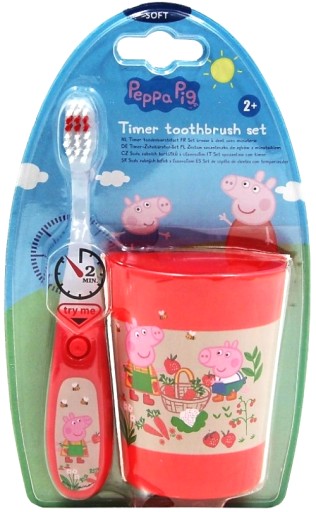 ZUBNÁ KEFKA S ČASOVAČOM + SADA POHÁRKA PEPPA PIG PRE DETI!!