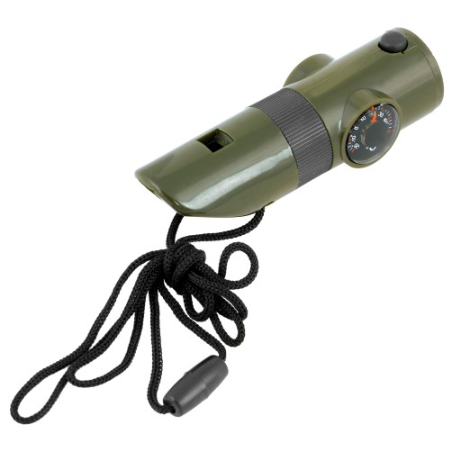 SURVIVAL TURISTICKÁ ZÁCHRANNÁ píšťalka DOMINATOR 6v1 S KOMPASOM A TEPLOMEROM