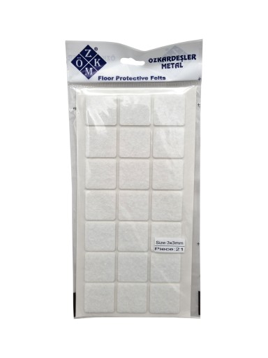 Plstené podložky na biele stoličky 3 x 3 cm - 21 ks.