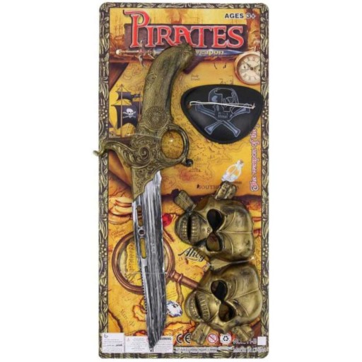 PIRÁTSKY SET SKULL náplasť na oko DAGGER outfit