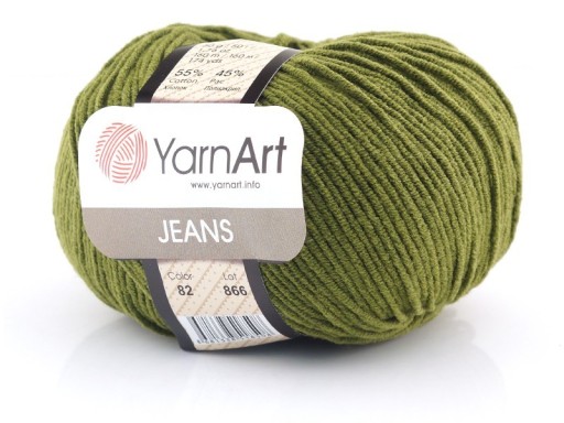 Jeans Yarn Umelecká priadza, khaki farba 82