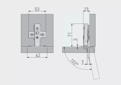 Hydraulicky aplikovaný nábytkový pánt GTV FI35, samozatvárač + vedenie 2 ks