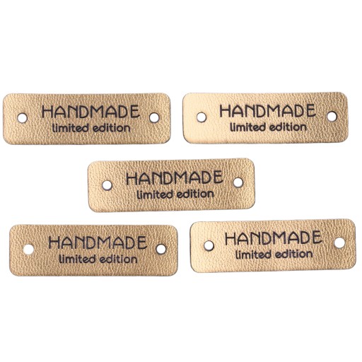 Etiketa z ekokože HANDMADE, zlato 2657