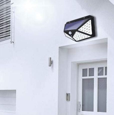SOLÁRNA LAMPA 100LED S POHYBOVÝM A SÚMRAKOVÝM SNÍMAČOM, HALOGÉNOVÁ FASÁDA
