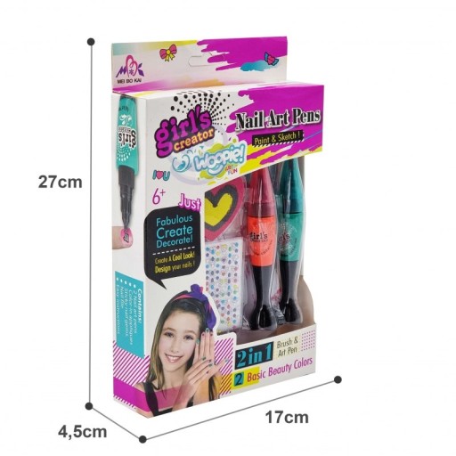 Sada na maľovanie nechtov pre deti + 2 laky na nechty WOOPIE ART&FUN