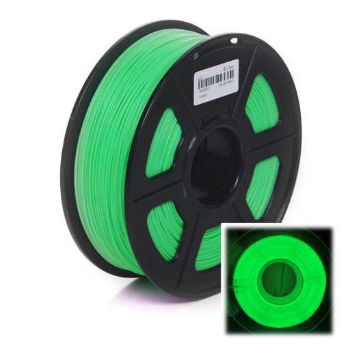 PLA GLOW vložka 5m SUNLU PLA 1,75mm Glow In the Dark Zelená zelená svietiv.