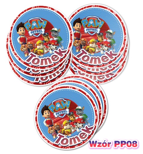 12ks Nálepky s názvom Paw Patrol 6,5cm