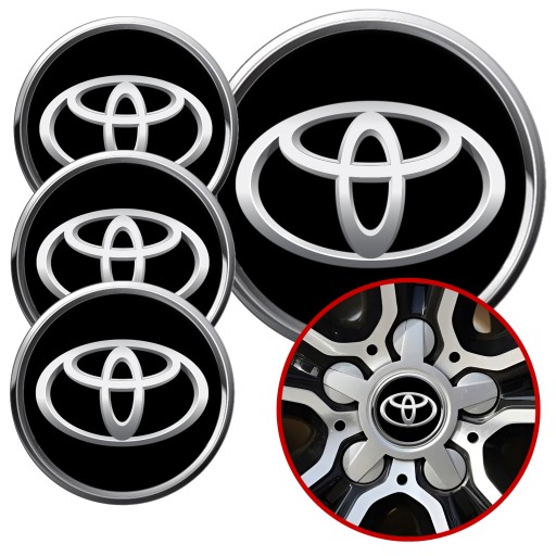 4 Emblémy Stredy ráfikov Kryty kolies TOYOTA SET TOP 60 mm