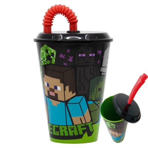 MINECRAFT pohár so slamkou BPA FREE 430ml