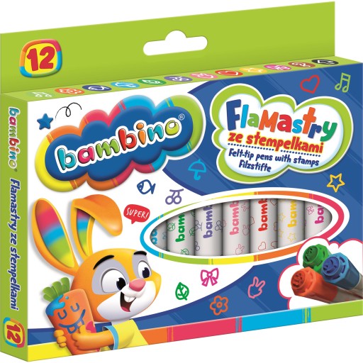 BAMBINO fixy s pečiatkami, 12 farieb, fixky