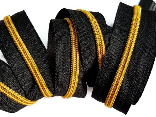 LuxTextil Zips Zips 5mm ŠPIRÁLA + 2 Zips Zipsy 1m ZLAT.