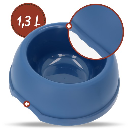 Plastová miska pre psov L, 1,3L, námornícka modrá, priem 24,5 cm,