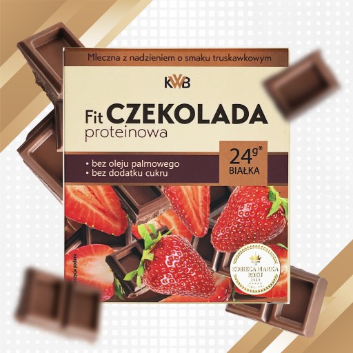 FIT Proteínová čokoláda 80g KWB mlieko s príchuťou Jahoda