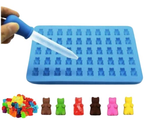FORMULÁR SILIKÓNOVÁ FORMA MEDVEĎ ČOKOLÁDY PRRALINES ŽELÉ MEDVÍDKY MEDVÍDKY + PIPETKA