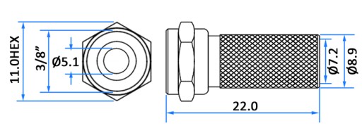 F 75Ohm skrutkovacia zástrčka antény 7,2/22mm 10 ks