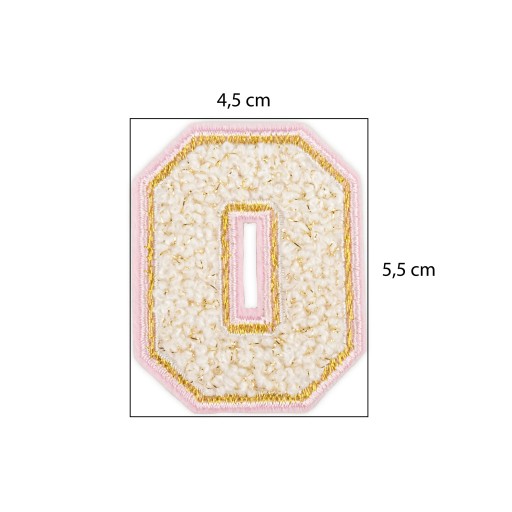 PATCH vyšívané PÍSMENO O, veľké biele nápisové písmo