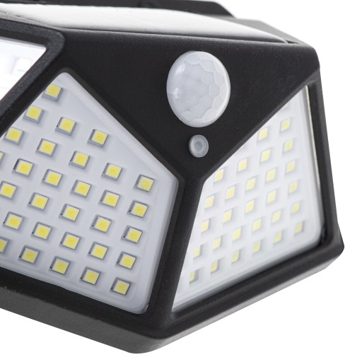 Solárne fasádne nástenné svietidlo, pohybový a súmrakový senzor, 100 LED
