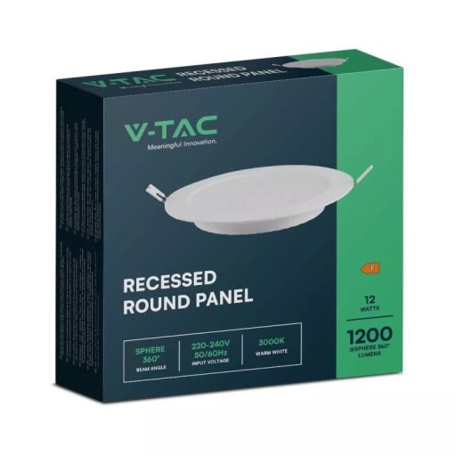 V-TAC LED panelové vstavané prémiové stropné svietidlo 12W okrúhle fi170 4000K 1200lm