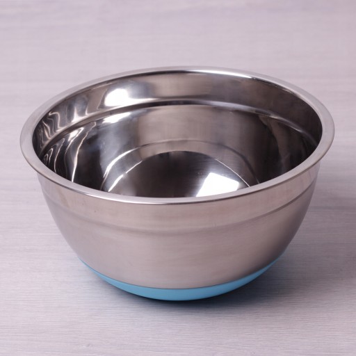 Miska 20*10cm, oceľ, modré silikónové dno