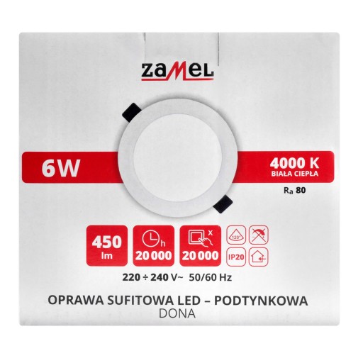 DONA 6W PT LED STROPNÉ SVETLO, okrúhle, NEUTRÁLNE BIELE
