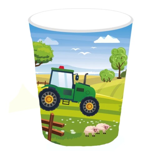 Traktorové papierové poháre 250ml 6ks DETSKÁ PÁRTY