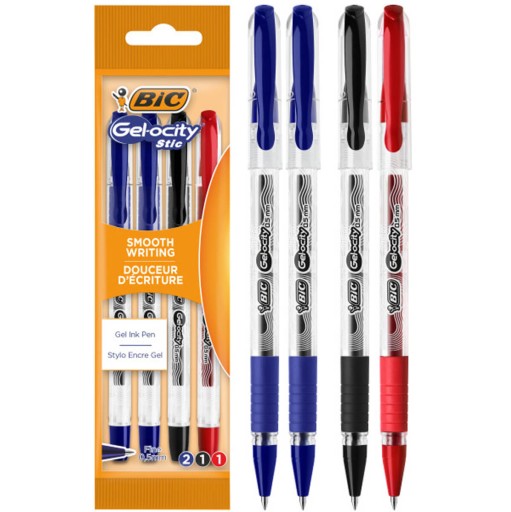 4ks x BIC Gel-ocity Stic gélové pero s jemným hrotom, rôzne farby