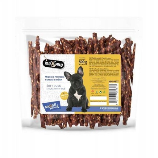 DOG TREATY HAU MIAU FINGERS MÄKKÉ TYČKY KAČIČKA S RYŽOU 500g