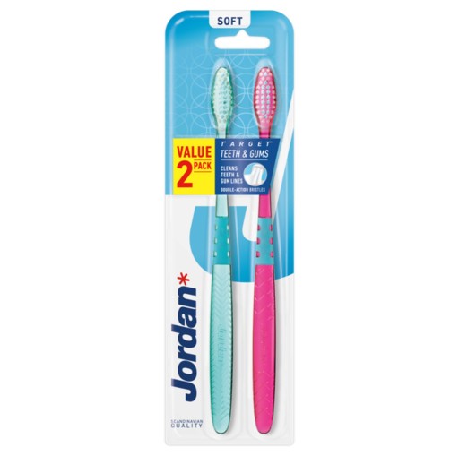 JORDAN TARGET TEETH&GUMS zubná kefka, jemná, SOFT, 2 ks.