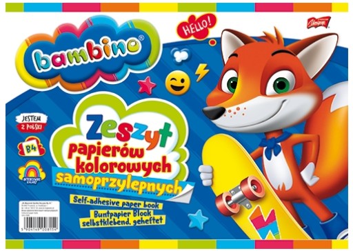 BLOK farebných papierov SAMOLEPIACI Bambino B4 - pre deti, do školy