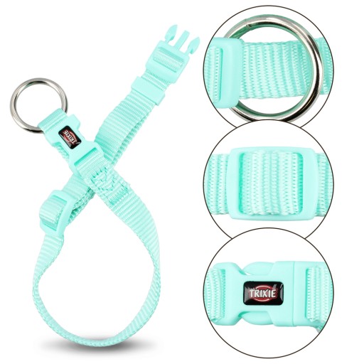 Prémiový obojok, pre psov, mint farba, S–M: 30–45 cm/15 mm