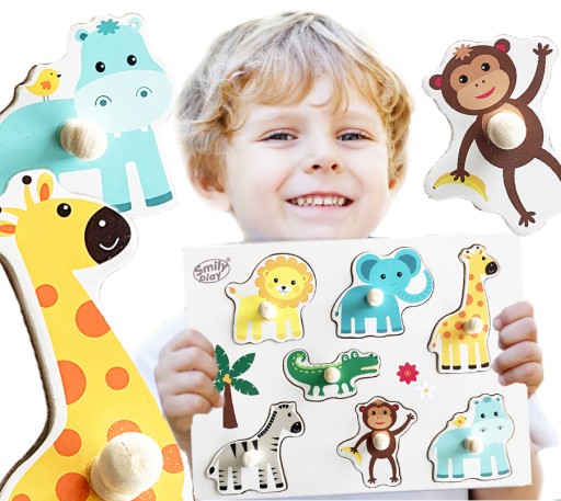 Drevené puzzle zoo SMILY PLAY Montessori