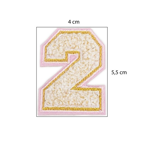 PATCH vyšívaný nápis s veľkým číslom 2 DWA