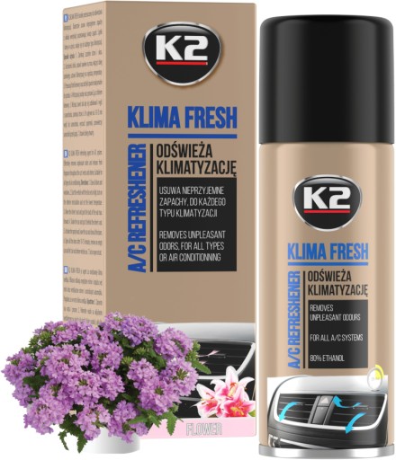 K2 KLIMA FRESH FLOWER osviežovač klimatizácie odstraňuje nepríjemné pachy 150ml