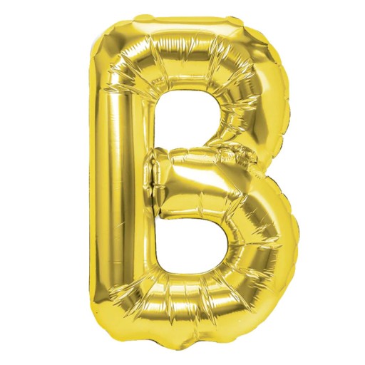 Fóliový balón v tvare písmena B, zlatý, 40 cm